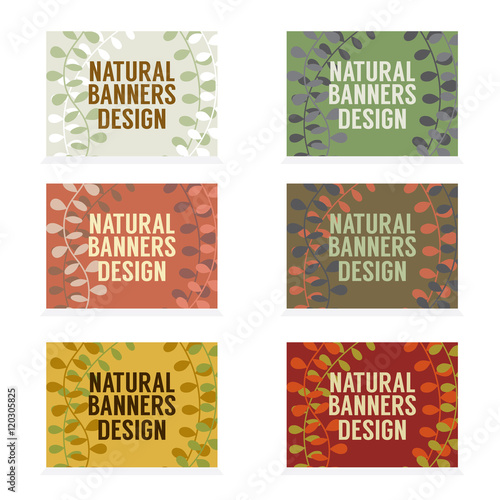 Natural Banners Design Set Vintage Style Vector Illustration