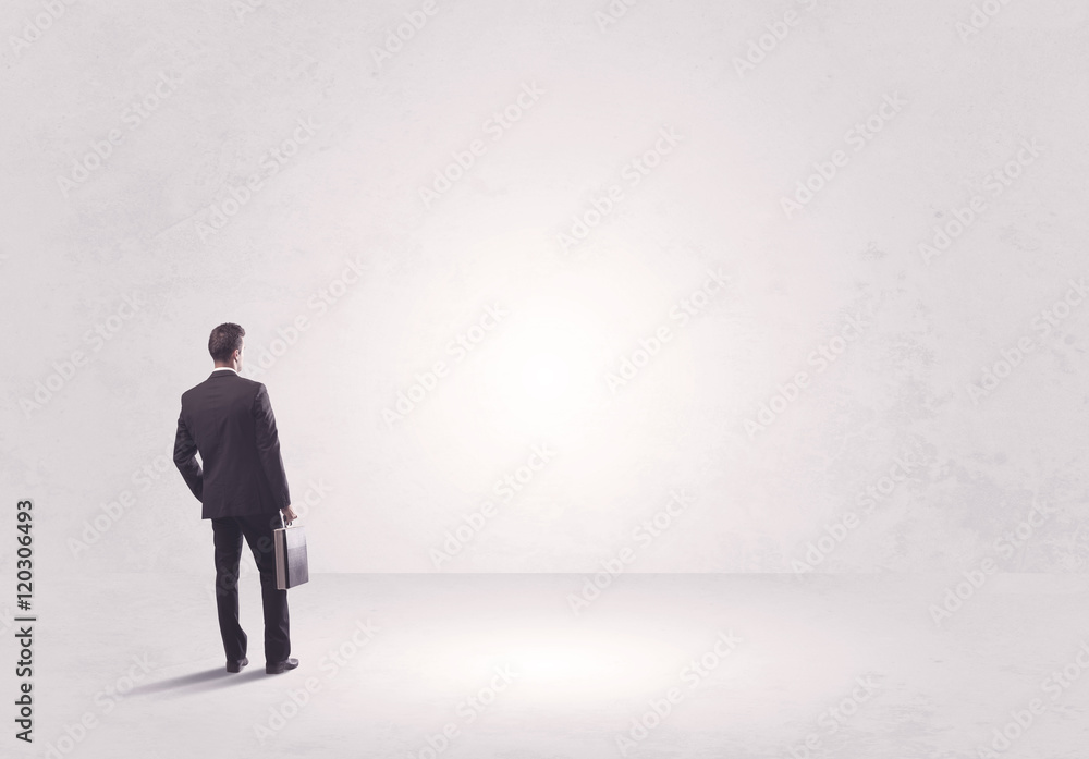 Finance worker standing in pure nothing Finance worker standing in pure nothing