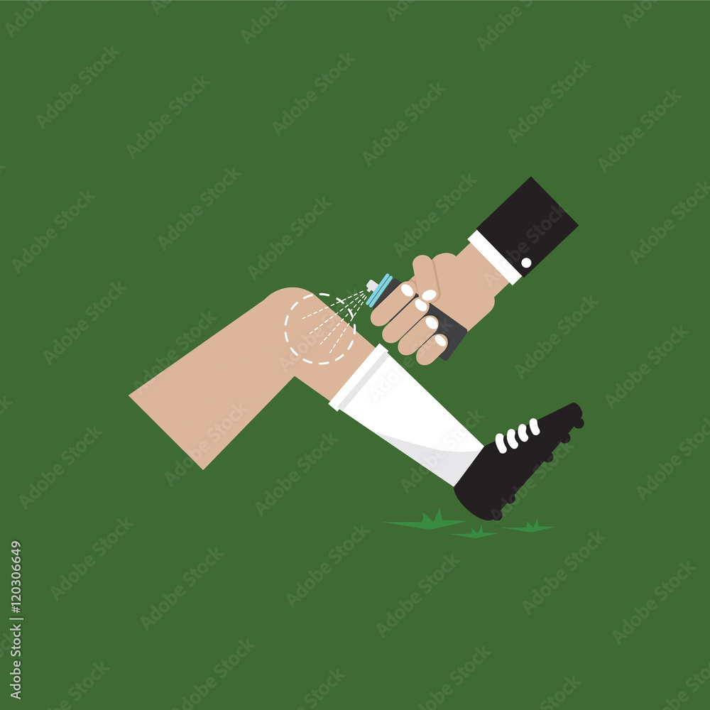Muscle Injury With Spray Healing Vector Illustration Muscle Injury With Spray Healing Vector Illustration