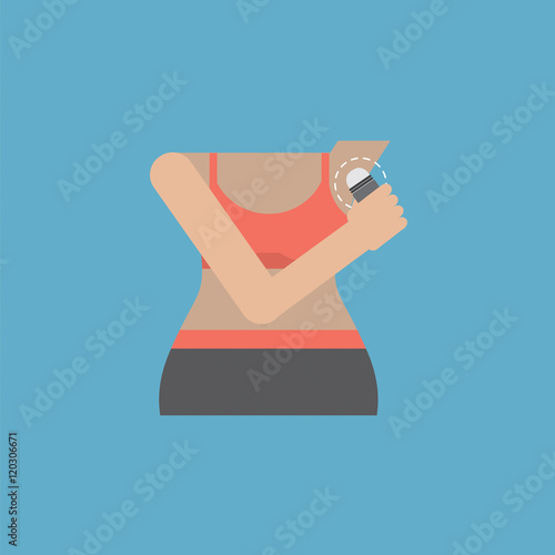 Sporty Woman Using Roll-on Deodorant Vector Illustration