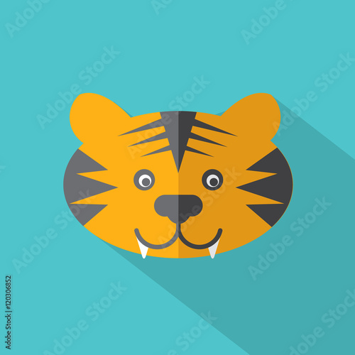 Fototapeta Naklejka Na Ścianę i Meble -  Modern Flat Design Tiger Icon Vector Illustration