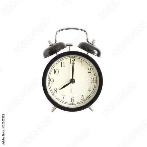 Alarm clock setting at 8 AM or PM isolated on white background