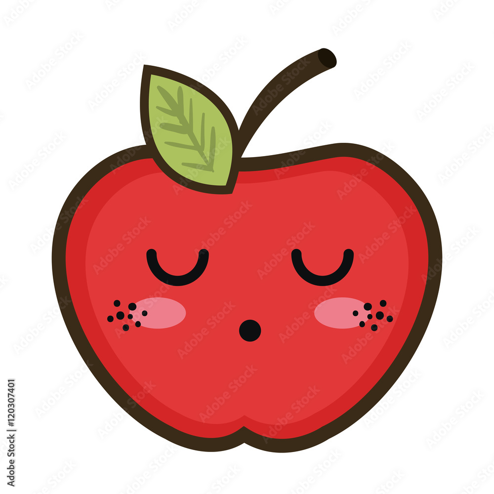 red apple fruit food. kawaii cartoon with surprised expression face. vector illustration red apple fruit food. kawaii cartoon with surprised expression face. vector illustration