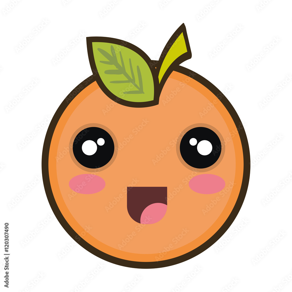orange fruit food. kawaii cartoon with happy expression face. vector illustration orange fruit food. kawaii cartoon with happy expression face. vector illustration