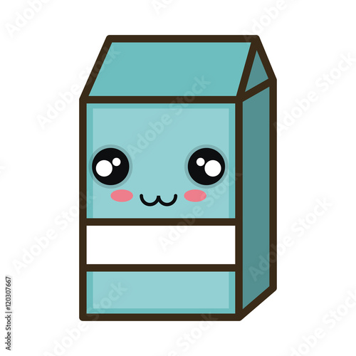 milk box beverage. kawaii cartoon with happy expression face. vector illustration