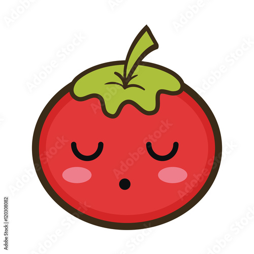 Wallpaper Mural red tomato vegetable food. kawaii cartoon with lazy expression face. Torontodigital.ca