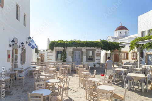 center of city chora in Patmos island Greece photo