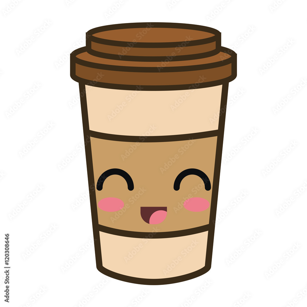 coffee portable cup. kawaii cartoon with happy expression face. vector illustration coffee portable cup. kawaii cartoon with happy expression face. vector illustration