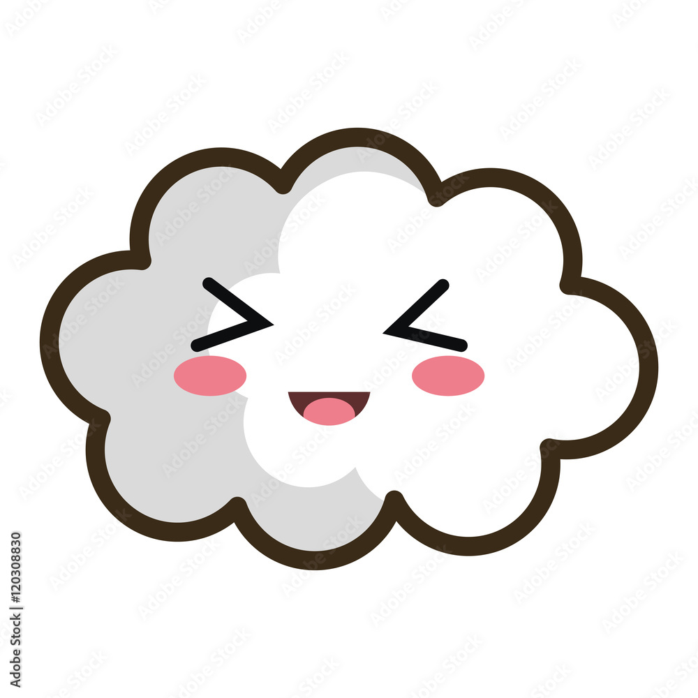 white cloud. kawaii cartoon with happy expression face. vector illustration white cloud. kawaii cartoon with happy expression face. vector illustration
