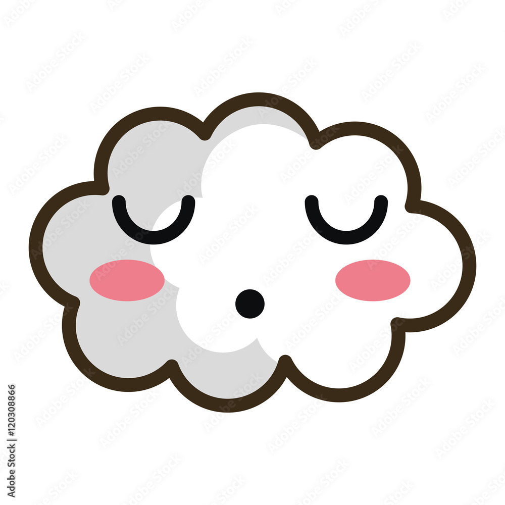 white cloud. kawaii cartoon with happy expression face. vector illustration white cloud. kawaii cartoon with happy expression face. vector illustration