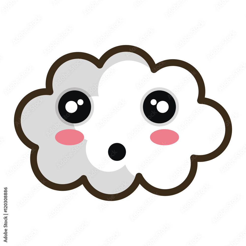 white cloud. kawaii cartoon with happy expression face. vector illustration white cloud. kawaii cartoon with happy expression face. vector illustration