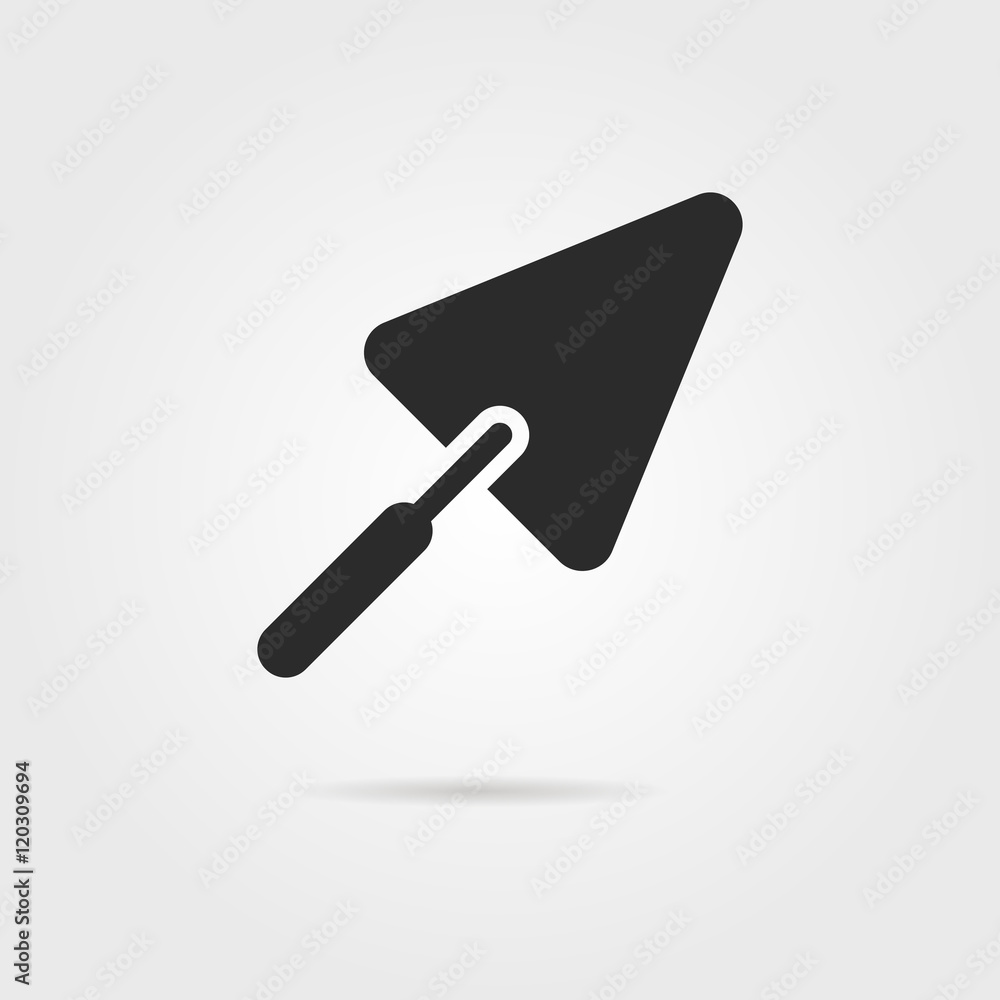 black trowel icon with shadow black trowel icon with shadow