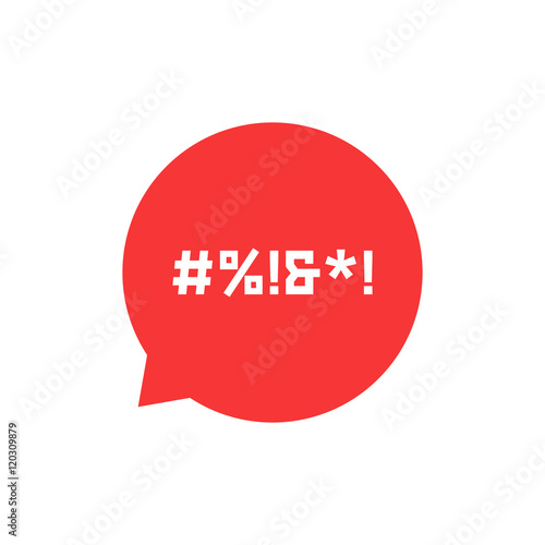 red speech bubble with abstract swearing