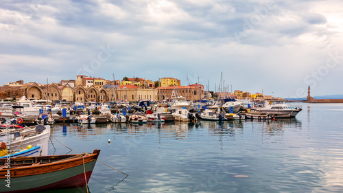 View of the old port of Chania. Crete  Greece