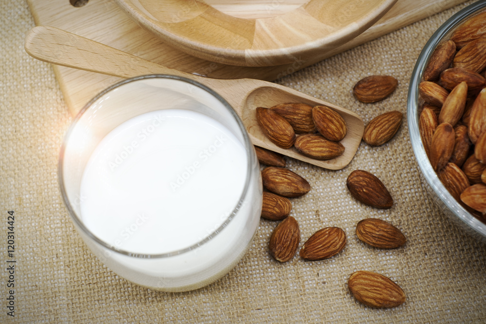 almond milk in a glass bottle almond milk in a glass bottle
