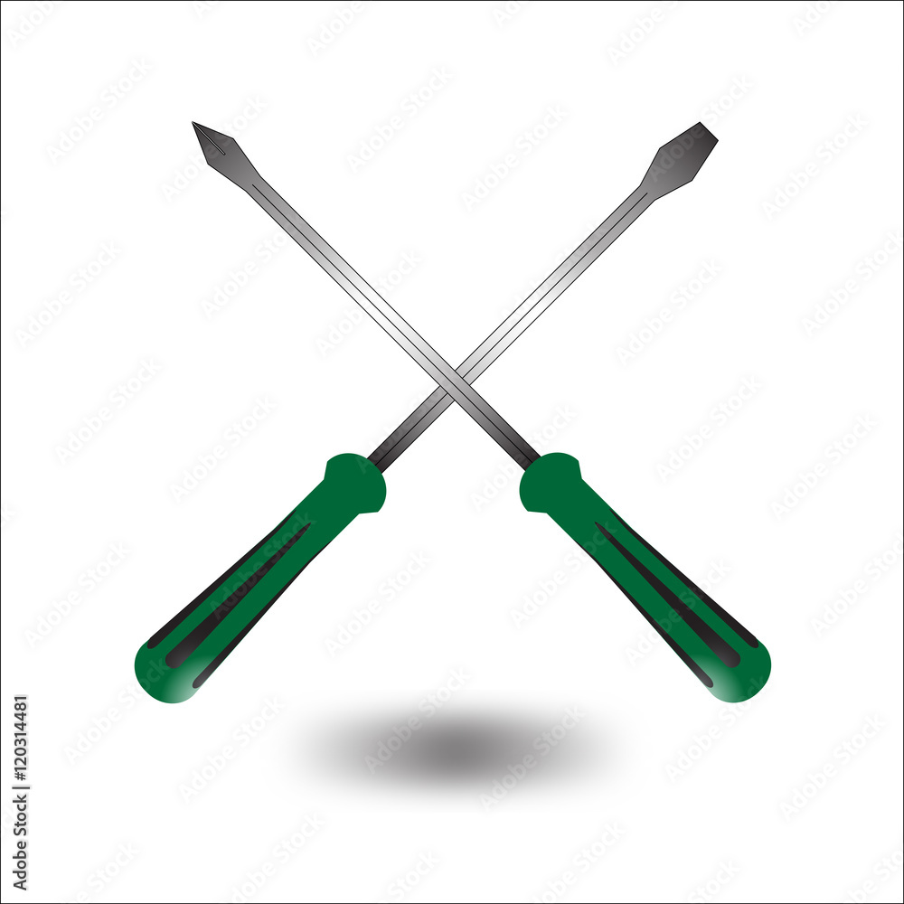 Realistic green screwdriver icon Vector Illustration EPS10. Realistic green screwdriver icon Vector Illustration EPS10.