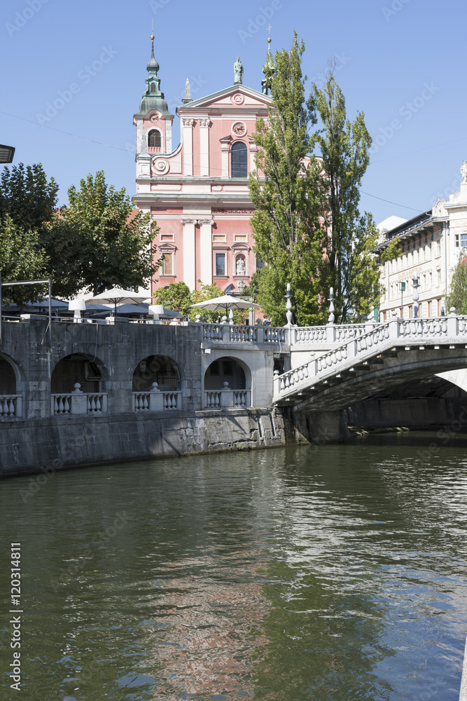 a view of Ljubljanica river in Ljubljana