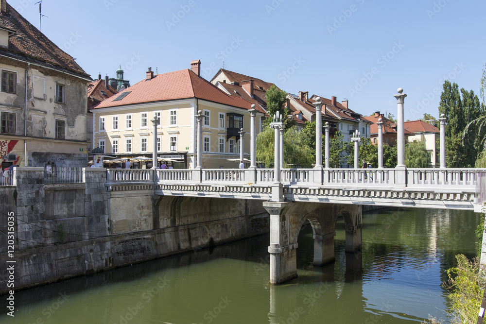 a view of Ljubljanica river in Ljubljana