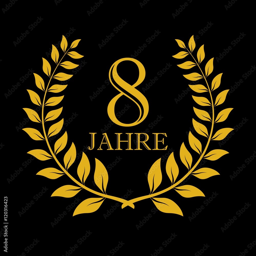 Lorbeerkranz. Gold. 8 jahr. Schwarzem hintergrund Lorbeerkranz. Gold. 8 jahr. Schwarzem hintergrund