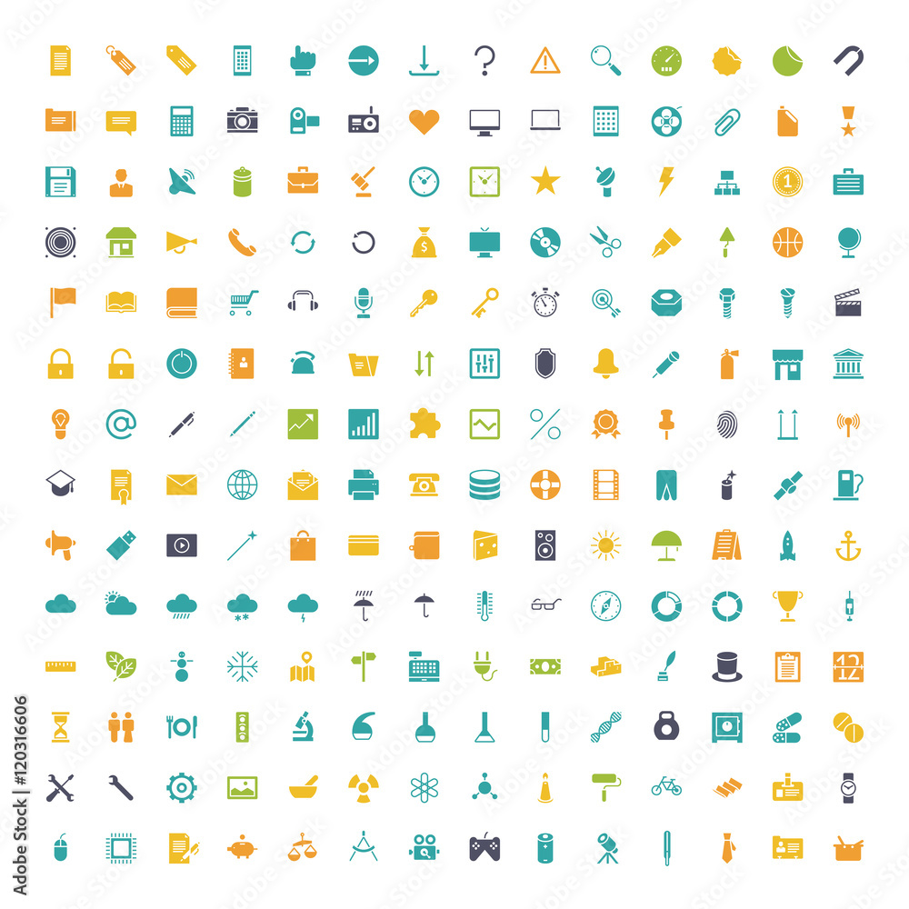 Flat design icons for business, technology, industrial Flat design icons for business, technology, industrial