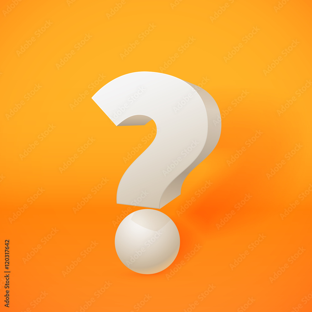 White 3d question mark on orange background White 3d question mark on orange background
