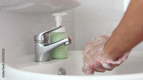 Washing Hand With Foam Soap Footage