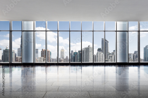 Canvas Print cityscape and skyline of shanghai from glass window