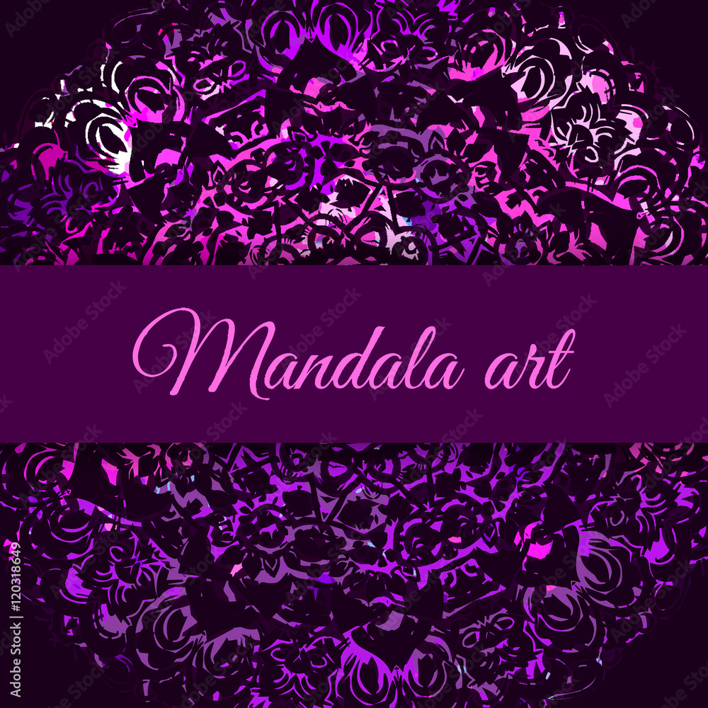  vector card. on decorated background. stylish text and mandala pattern, party invitation, congratulation