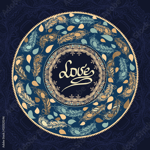 Cards or invitations with mandala pattern. vintage highly detailed Luxury lace festive ornament . Arabic motifs, stylish inscription
