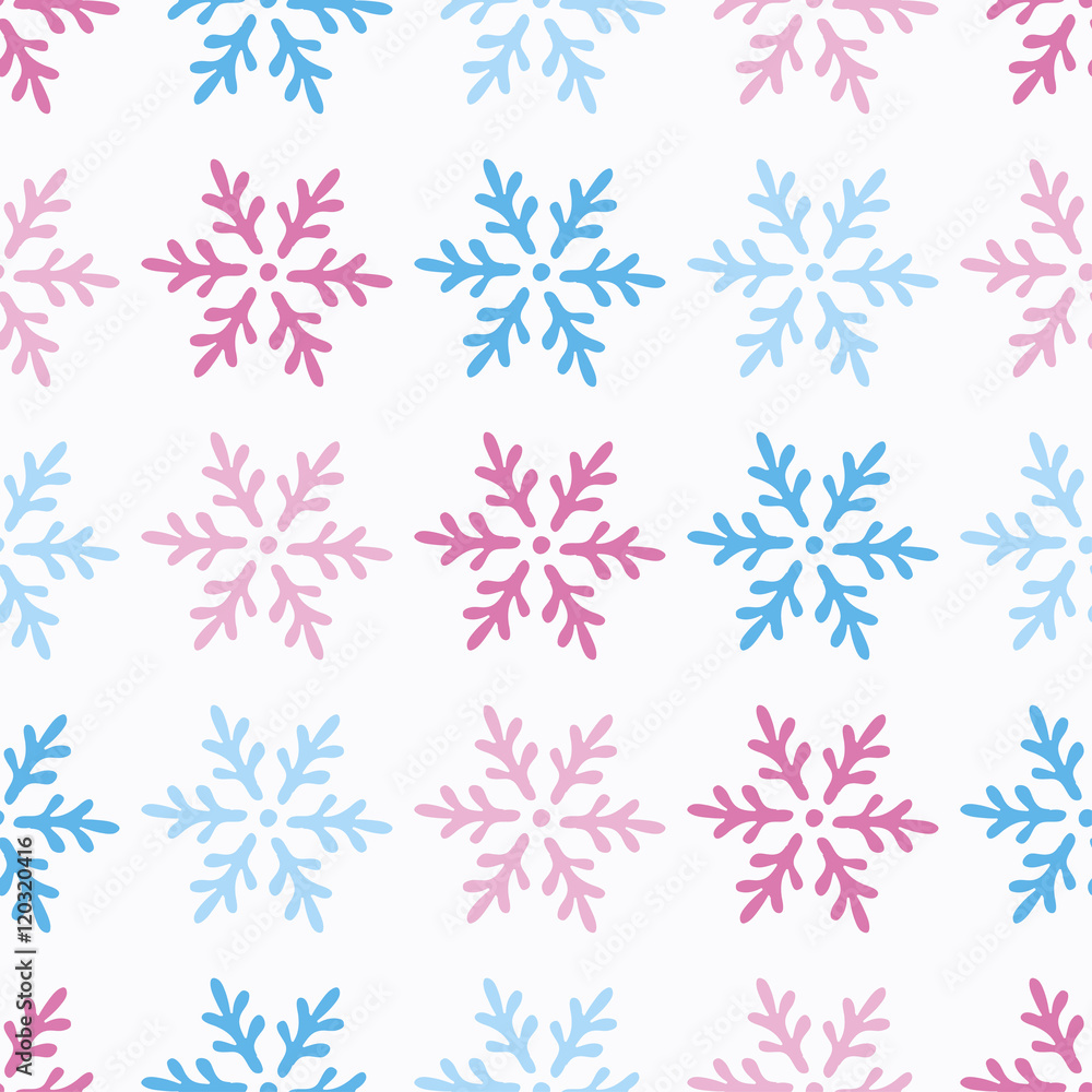 Decorative Christmas seamless background with snowflakes. Print. Repeating background. Cloth design, wallpaper.