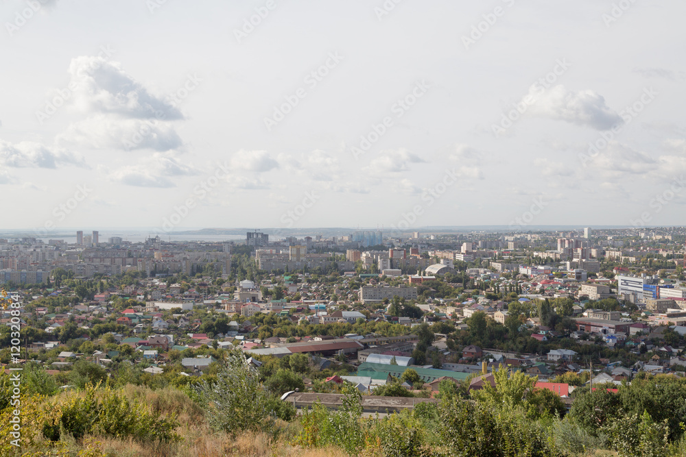 Вид города Саратова со смотровой площадки аэропорта, Россия