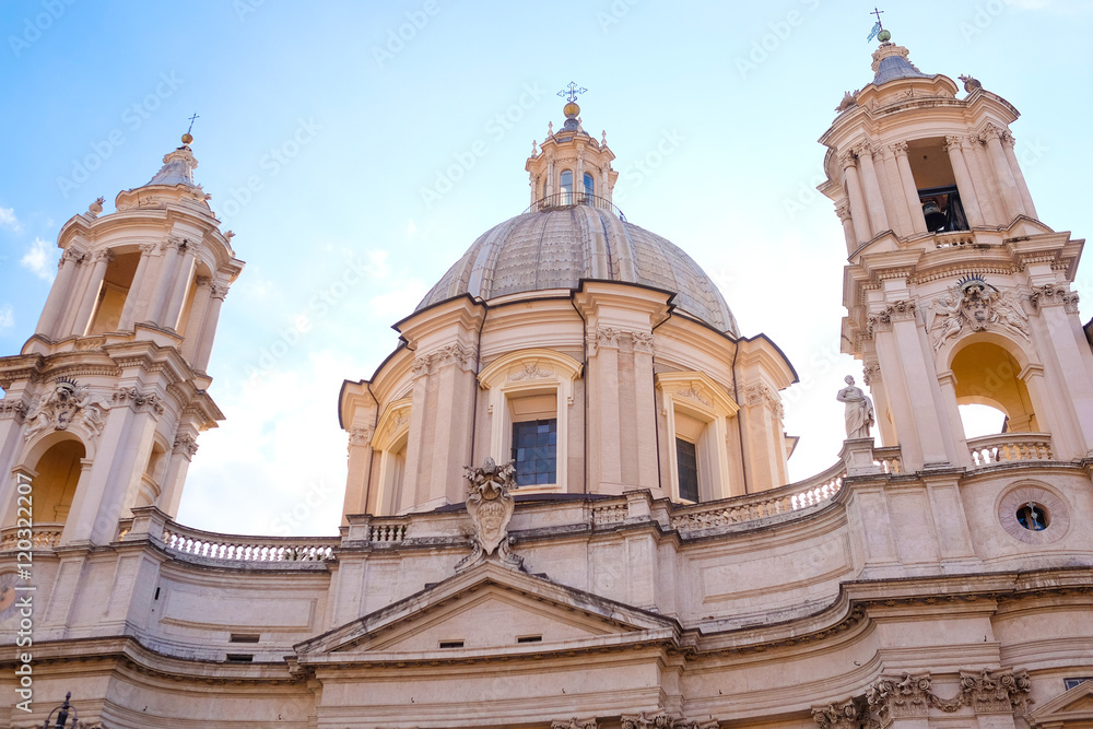 Rome, Italy - August, 7, 2016: Cathedral on Piazza Navona in Rome. Italy
