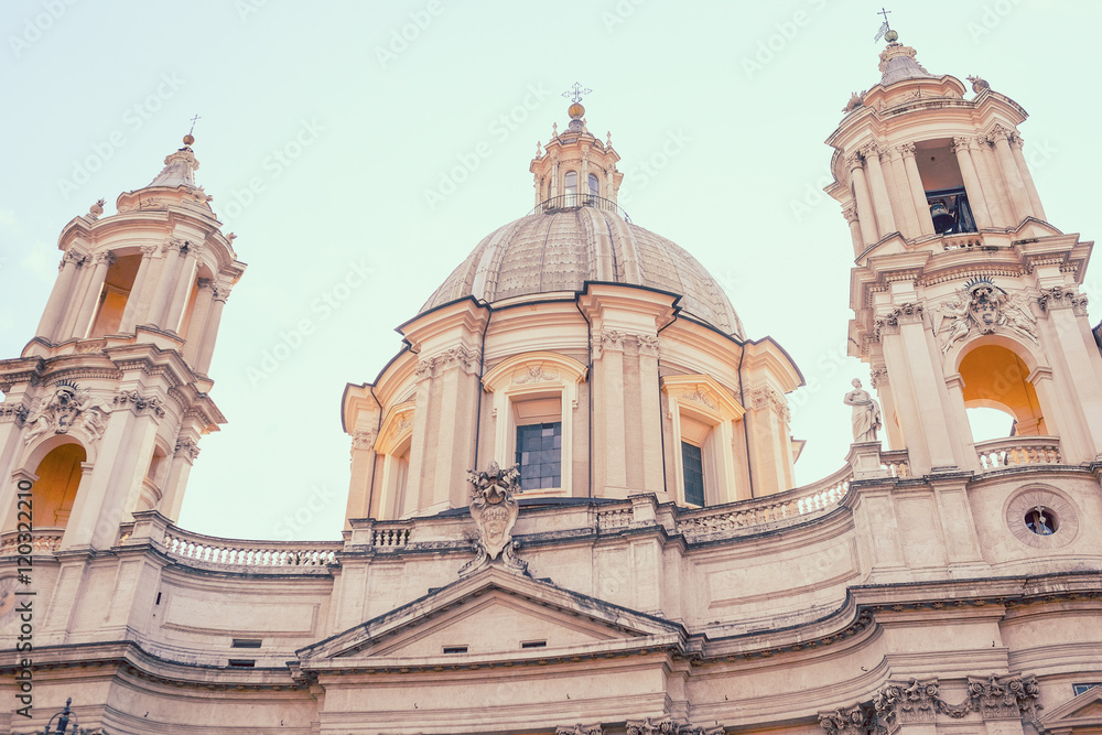 Rome, Italy - August, 7, 2016: Cathedral on Piazza Navona in Rome. Italy