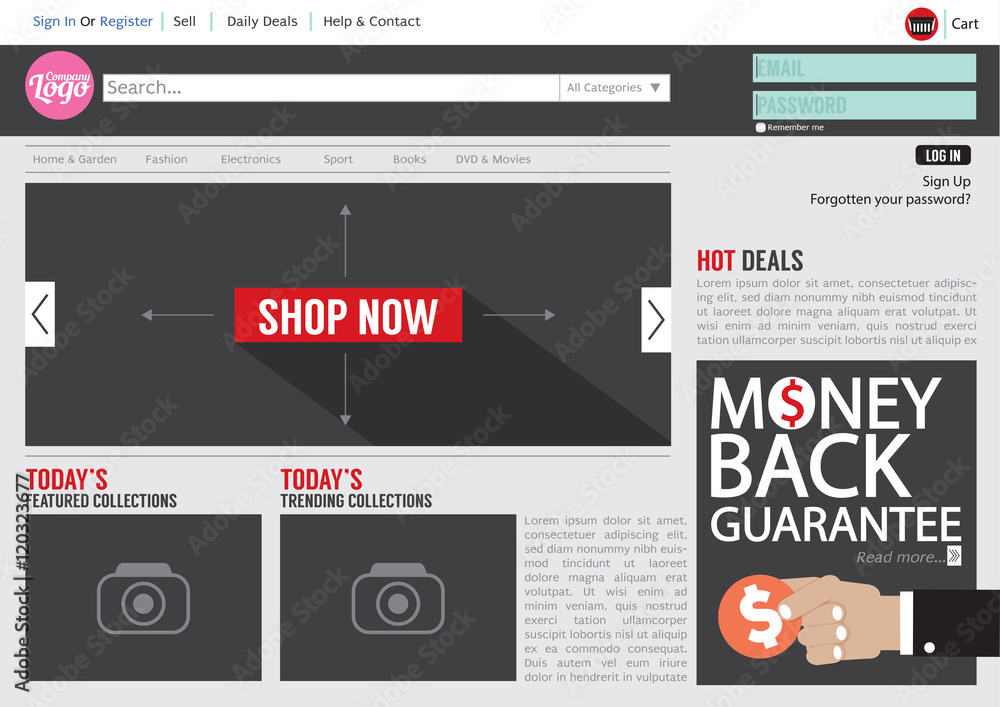 Website Template Flat Design Vector Illustration Website Template Flat Design Vector Illustration