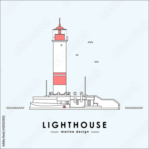 Vector lighthouse. Line design.