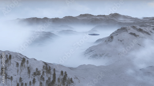 Wallpaper Mural UFO over the mountains in the clouds Torontodigital.ca