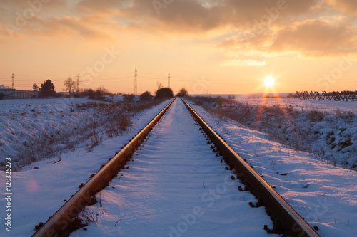 Sunset on the abandoned railway tracks © Radomir Rezny