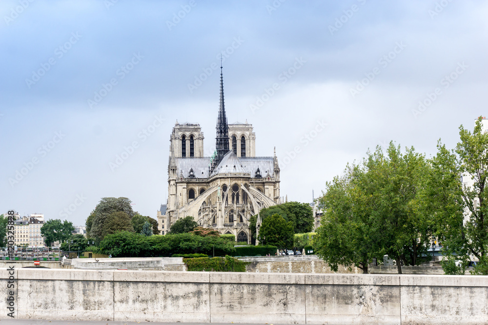 beautiful view Notre Dame Cathedral in Paris France (French for