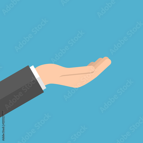 Open hand on blue