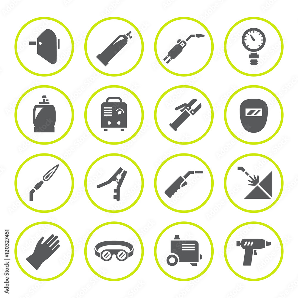 Set round icons of welding