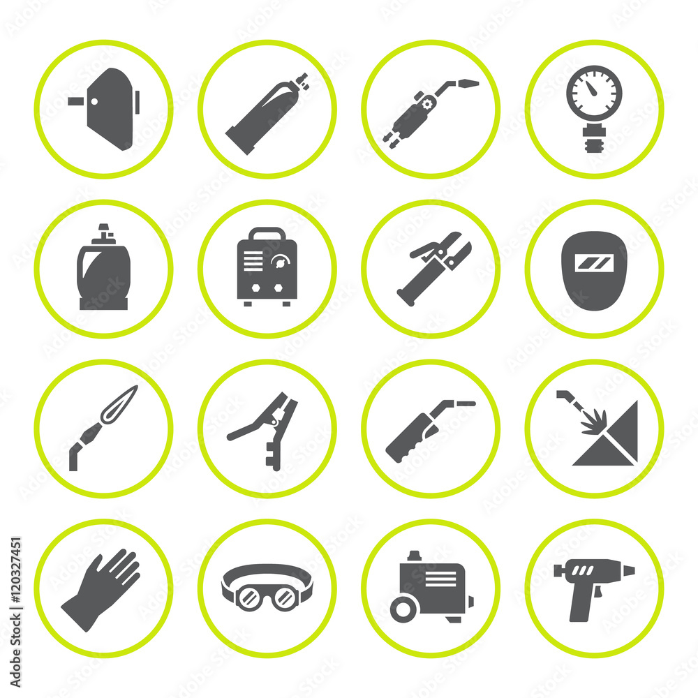 Fototapeta premium Set round icons of welding