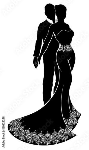 Wedding Couple Bride and Groom Silhouettes