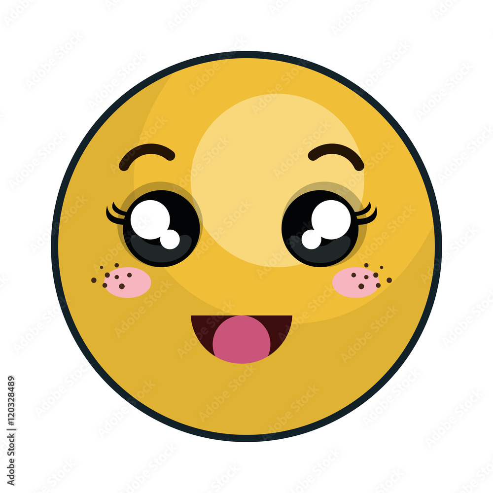 Fototapeta premium kawaii cartoon emoticon with happy expression face. vector illustration