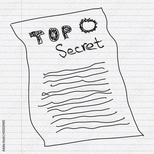 Doodle sketch of a secret document on paper background