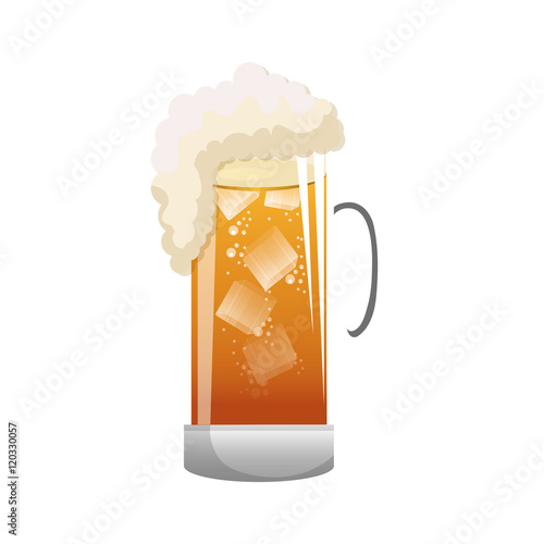 beer mug drink with foam. beverage alcohol. silhouette vector illustration