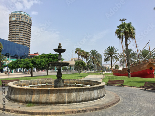 Panoramic view of Parque Santa Catalina one of the most popular public places in Las Palmas de Gran Canaria, Spain