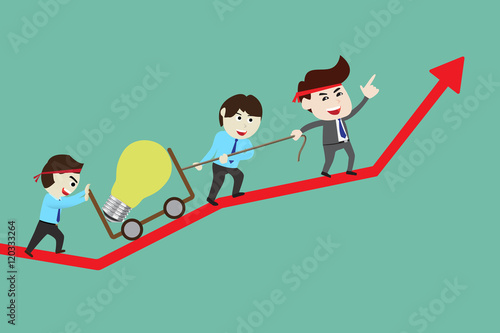 Teamwork leading to successful business, template