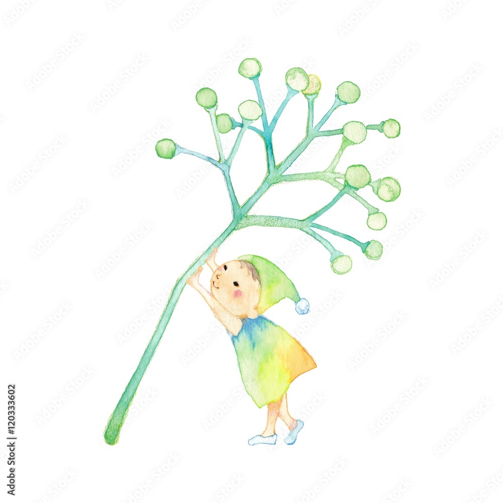 葉っぱと小人 がんばりやさん Stock イラスト Adobe Stock