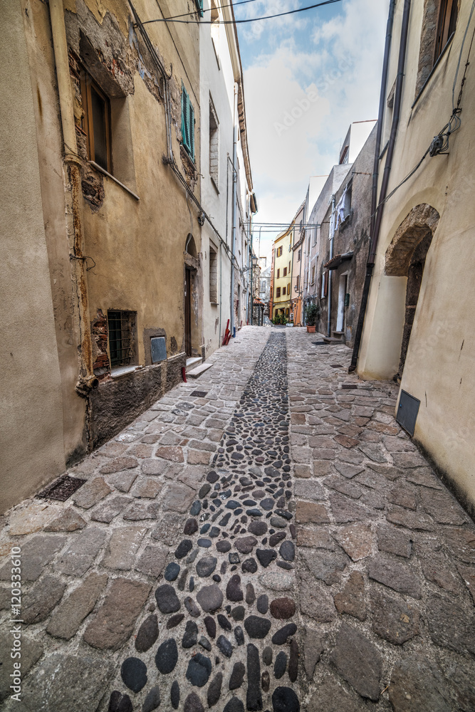narrow street in Castelsardo old town