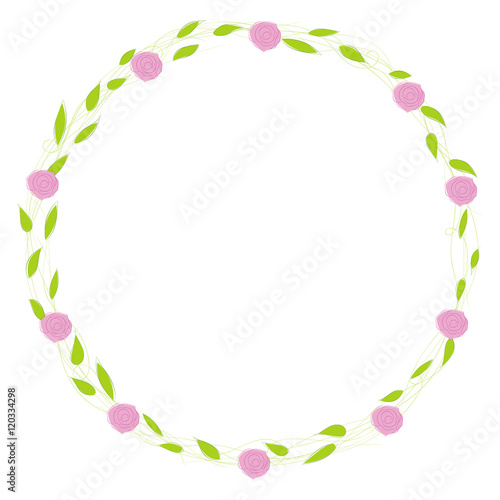 Floral frame for wedding invitations and cards birthday. Rose flowers arranged in a shape of the wreath